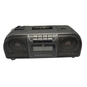 LXI Series AM FM Clock Radio With Cassette Player Boombox Alarm Clock Black
